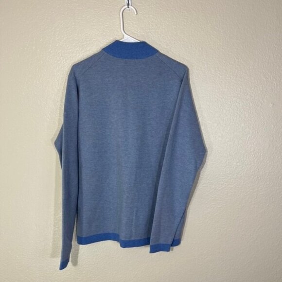 Peter Millar Crown Sport Blue Cotton Knit 1/4 Zip Pullover Sweater EUC Medium M - Picture 7 of 7